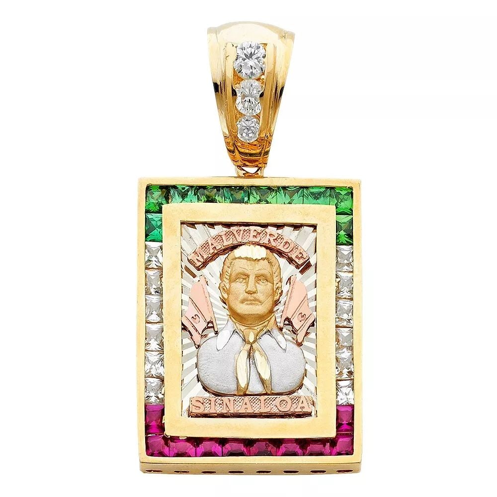 NEW 14K TRI COLOR GOLD CZ MALVERDE SINALOA PENDANT: NEW 14K TRI COLOR GOLD CZ MALVERDE SINALOA PENDANT 14K TRI COLOR GOLD> NEW CZ MALVERDE SINALOA PENDANT WEIGHT: 18