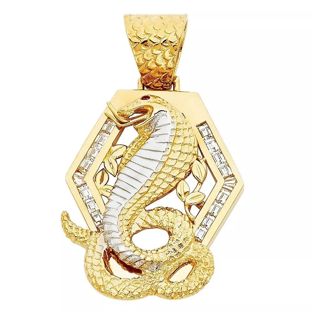NEW 14K TWO TONE GOLD CZ VIPER SNAKE PENDANT: NEW 14K TWO TONE GOLD CZ VIPER SNAKE PENDANT 14K TWO TONE GOLD NEW CZ VIPER SNAKE PENDANT WEIGHT: 11g