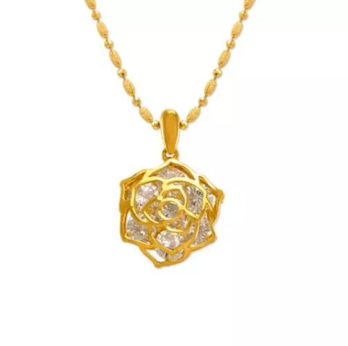 NEW 14K YELLOW GOLD LADIES FANCY CZ PENDANT (1 of 2)