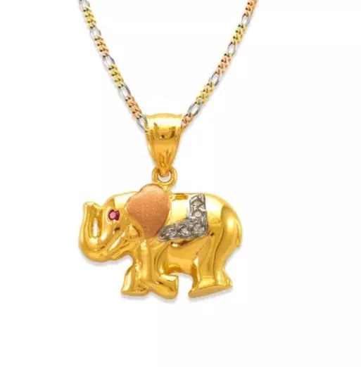 NEW 14K TRICOLOR GOLD FANCY ELEPHANT CZ PENDANT (1 of 2)