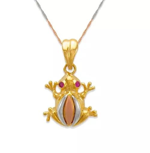 NEW 14K TRICOLOR GOLD FANCY FROG CZ PENDANT (1 of 2)