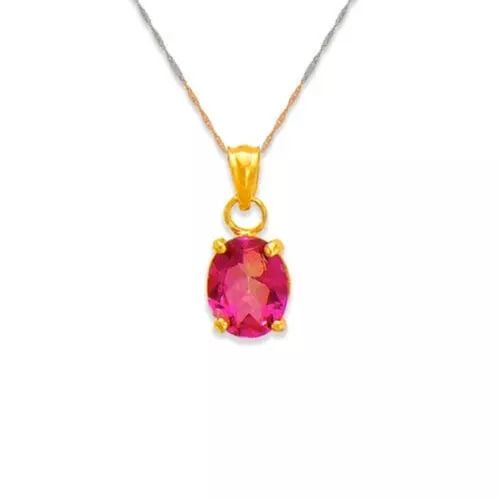 NEW 14K YELLOW GOLD PINK TOPAZ CZ PENDANT (1 of 2)