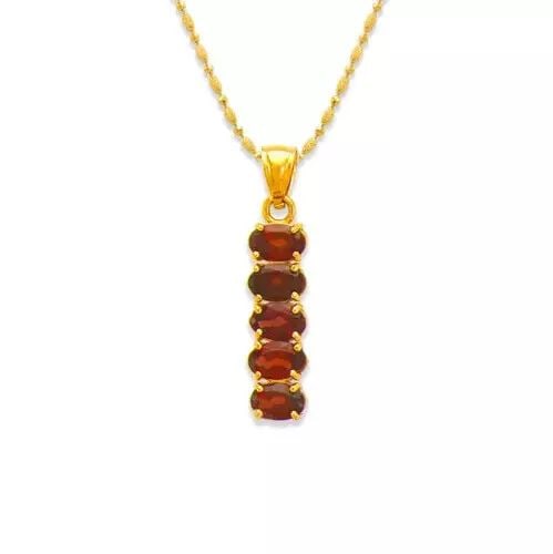 NEW 14K YELLOW GOLD RUBY TOPAZ CZ PENDANT (1 of 2)