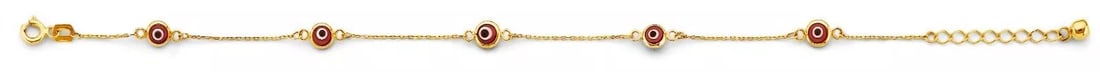 NEW 14K YELLOW GOLD RED EVIL EYE BRACELET: NEW 14K YELLOW GOLD RED EVIL EYE BRACELET 14K YELLOW GOLD NEW RED EVIL EYE BRACELET WEIGHT: 1 g