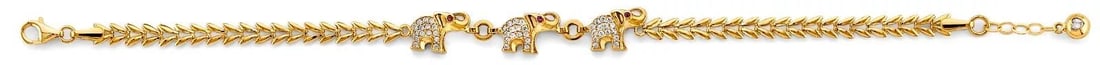NEW 14K YELLOW GOLD CZ ELEPHANT BRACELET (1 of 2)