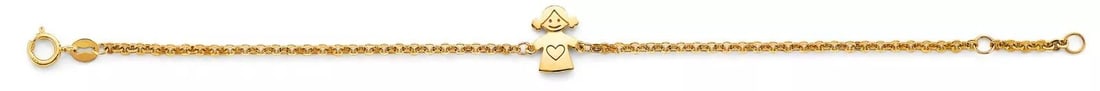NEW 14K YELLOW GOLD GIRL CENTER BABY BRACELET: NEW 14K YELLOW GOLD GIRL CENTER BABY BRACELET
