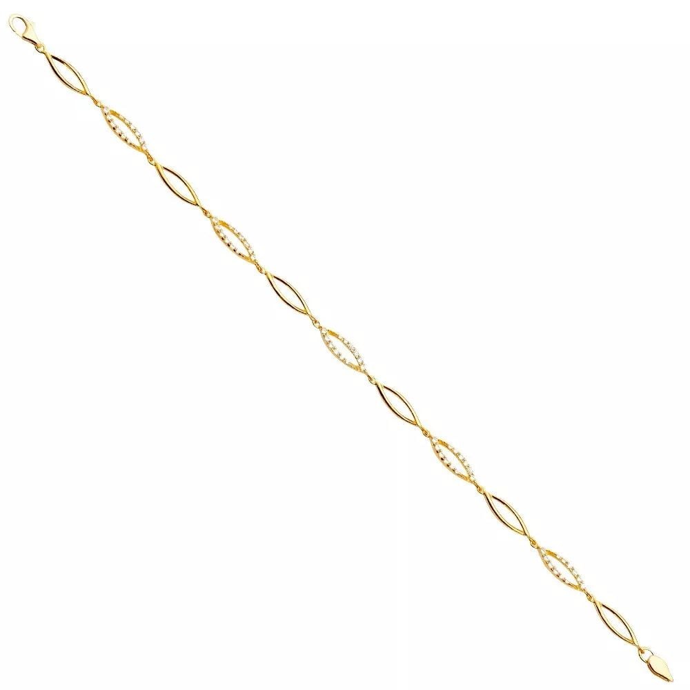 NEW 14K YELLOW GOLD CZ INFINITI BRACELET: NEW 14K YELLOW GOLD CZ INFINITI BRACELET 14K YELLOW GOLD NEW CZ INFINITI BRACELET WEIGHT: 3.4 g LENGTH: Loading...in