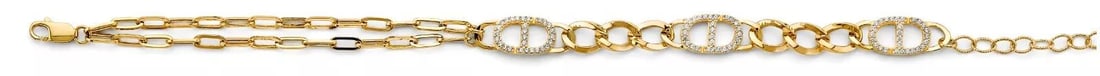 NEW 14K YELLOW GOLD CZ FANCY BRACELET (1 of 2)