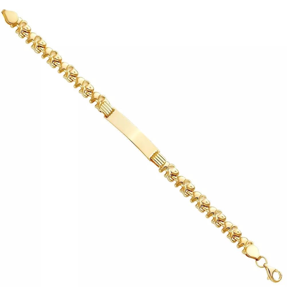 NEW 14K YELLOW GOLD STAMPATO BRACELET WITH PLAIN ID FOR JUNIOR: NEW 14K YELLOW GOLD STAMPATO BRACELET WITH PLAIN ID FOR JUNIOR 14K YELLOW GOLD NEW STAMPATO BRACELET WITH PLAIN ID FOR JUNIOR WEIGHT: 5.6 g