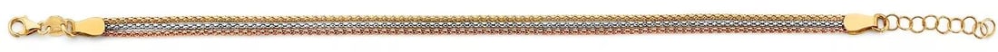 NEW 14K TRI COLOR GOLD 3 LINE BRACELET (1 of 2)