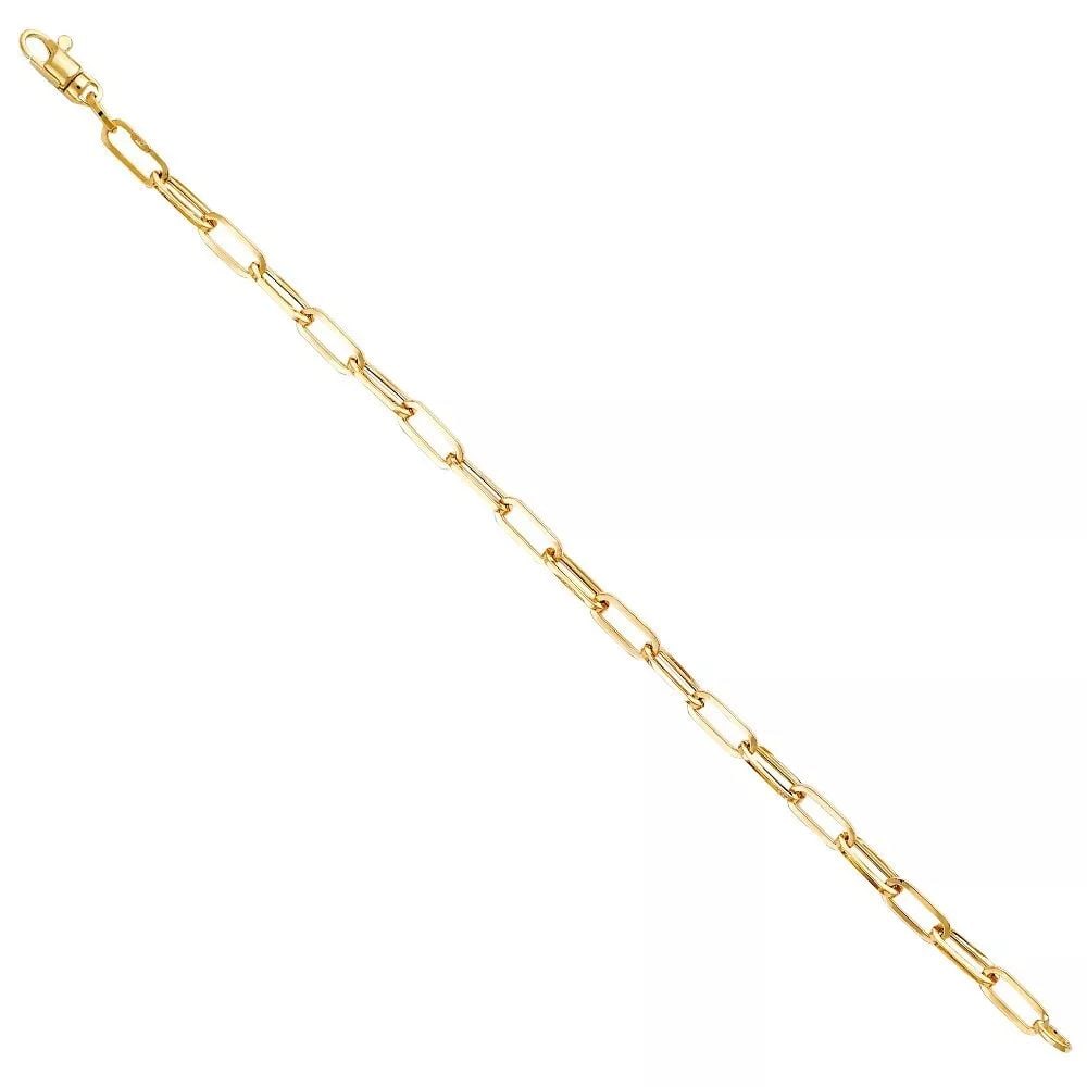 NEW 14K YELLOW GOLD 4mm HOLLOW PAPERCLIP BRACELET - 7.25": NEW 14K YELLOW GOLD 4.0MM HOLLOW PAPERCLIP BRACELET - 7.25" 14K YELLOW GOLD NEW 4.0MM HOLLOW PAPERCLIP BRACELET - 7.25" WEIGHT: 2.8 g