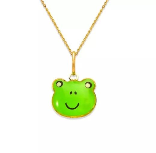 NEW 14K YELLOW GOLD FROGGIE ENAMEL PENDANT (1 of 2)