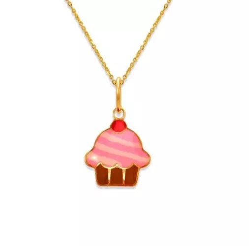 NEW 14K YELLOW GOLD CUPCAKE ENAMEL PENDANT: NEW 14K YELLOW GOLD CUPCAKE ENAMEL PENDANT 14K Yellow Gold Approx. 10x10mm Chains Sold Separately Weight: 0.2 Grams