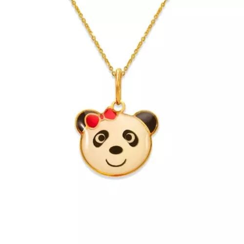 NEW 14K YELLOW GOLD PANDA BEAR ENAMEL PENDANT (1 of 2)