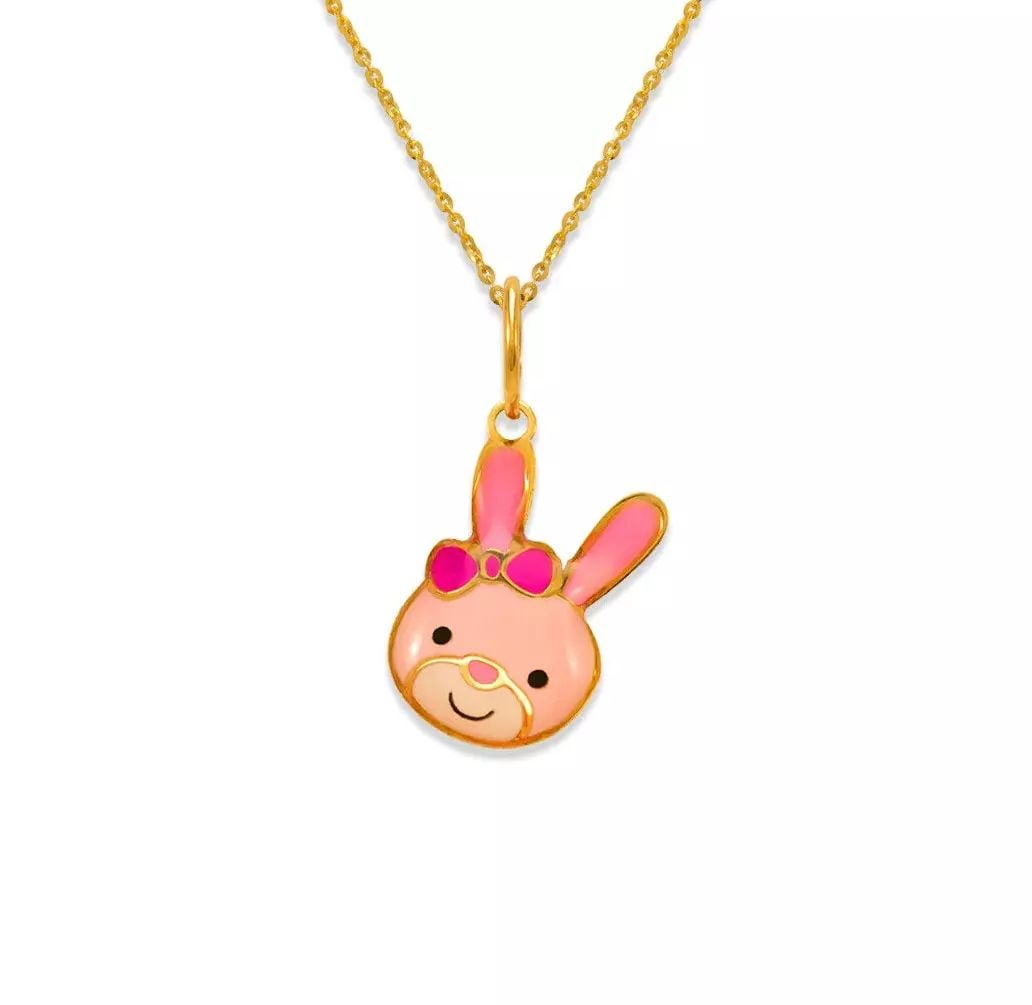 NEW 14K YELLOW GOLD BUNNY ENAMEL PENDANT: NEW 14K YELLOW GOLD BUNNY ENAMEL PENDANT 14K Yellow Gold Approx. 11x12mm Chains Sold Separately Weight: 0.2 Grams