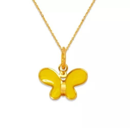 NEW 14K YELLOW GOLD BUTTERFLY ENAMEL PENDANT: NEW 14K YELLOW GOLD PENDANT 14K Yellow Gold Approx. 14x11mm Chains Sold Separately Weight: 0.3 Grams