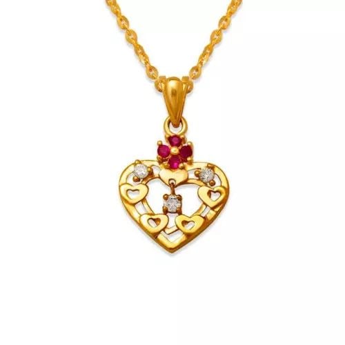 NEW 14K YELLOW GOLD HIGH POLISHED HEART CZ PENDANT (1 of 2)