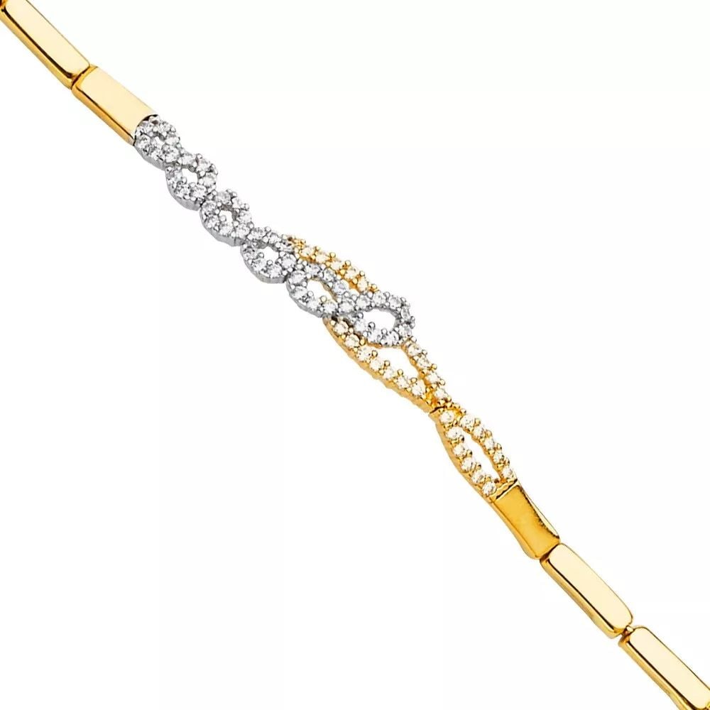 NEW 14K YELLOW GOLD FANCY CZ BRACELET / SET (1 of 2)