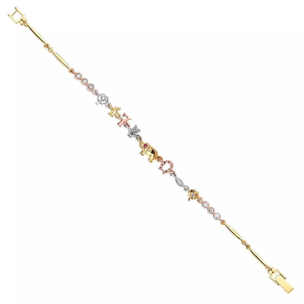 NEW 14K TRI COLOR GOLD LUCKY BRACELET (1 of 2)