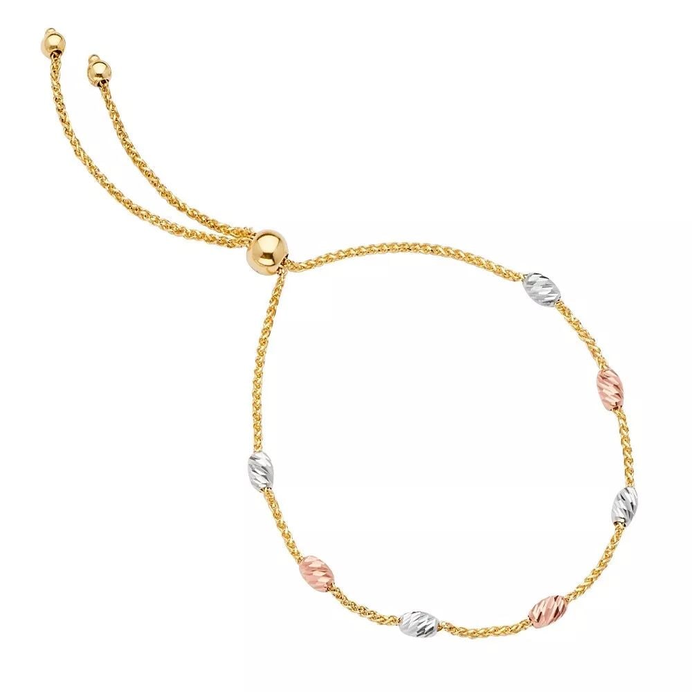 NEW 14K TRI COLOR GOLD FRIENDSHIP BRACELET (1 of 2)