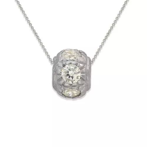 NEW 14K WHITE GOLD BALL CZ PENDANT: NEW 14K WHITE GOLD BALL CZ PENDANT 14K White Gold Approx. 6x8mm High Polished/Diamond Cut/Cubic Zirconia Available in Yellow Gold Chains Sold Separately Weight: 0.9 Grams