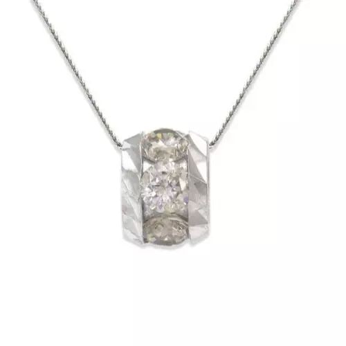 NEW 14K WHITE GOLD BALL CZ PENDANT: NEW 14K WHITE GOLD BALL CZ PENDANT 14K White Gold Approx. 6x8mm High Polished/Cubic Zirconia/Diamond Cut Available in Yellow Gold Chains Sold Separately Weight: 0.9 Grams