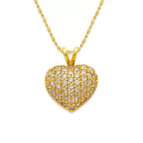 NEW 14K YELLOW GOLD FANCY HEART CZ PENDANT: NEW 14K YELLOW GOLD FANCY HEART CZ PENDANT 14K Yellow Gold Approx. 14x13mm Cubic Zirconia Items in this Set: Earrings Available in White Gold Chains Sold Separately Weight: 2.0 Grams