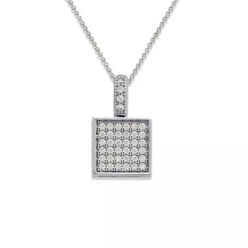 NEW 14K WHITE GOLD FANCY SQUARE PAVE CZ PENDANT (1 of 2)