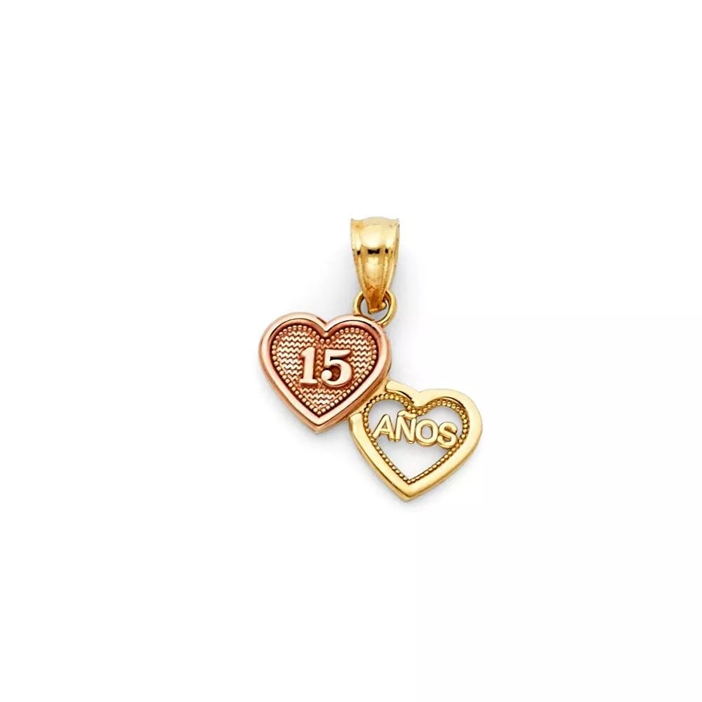 NEW 14K TWO TONE GOLD 15 YEARS HEART PENDANT: NEW 14K TWO TONE GOLD 15 YEARS HEART PENDANT 14K TWO TONE GOLD NEW 15 YEARS HEART PENDANT WEIGHT: 0.7