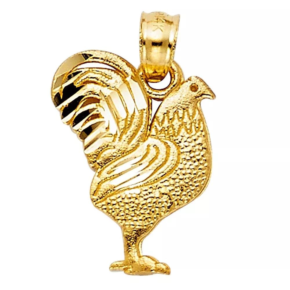 NEW 14K YELLOW GOLD ROOSTER PENDANT (1 of 2)