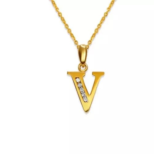 NEW 14K YELLOW GOLD INITIAL "V" PENDANT (1 of 2)