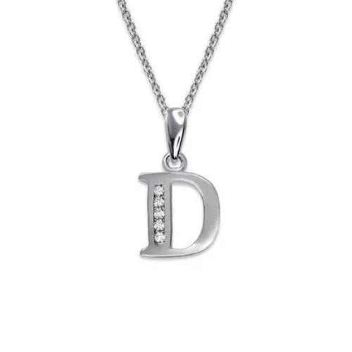 NEW 14K WHITE GOLD INITIAL "D" PENDANT: NEW 14K WHITE GOLD INITIAL "D" PENDANT 14K White Gold Approx. 8x10mm High Polished/Cubic Zirconia Available in Yellow Gold Items in this Set: Earrings Available as a Set Chains Sold Separately Weight: