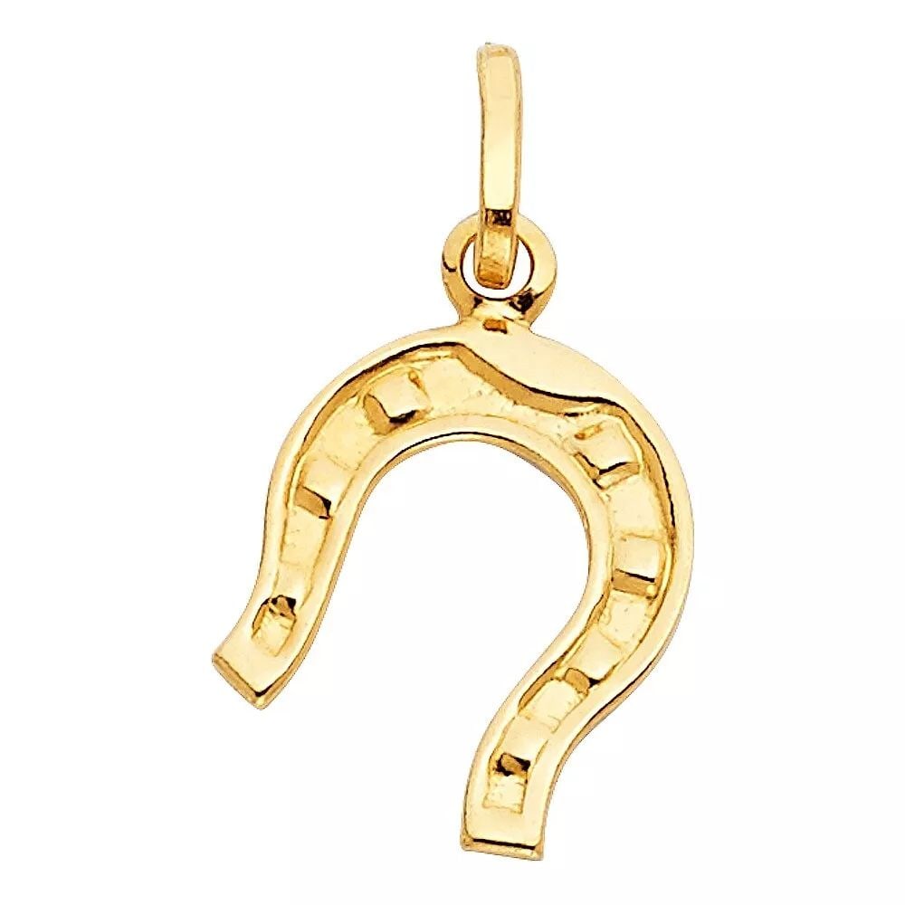 NEW 14K YELLOW GOLD LUCKY HORSE SHOE PENDANT (1 of 2)