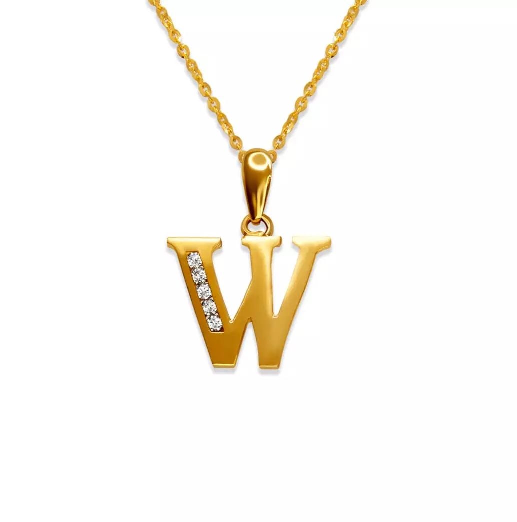 NEW 14K YELLOW GOLD INITIAL "W" PENDANT (1 of 2)