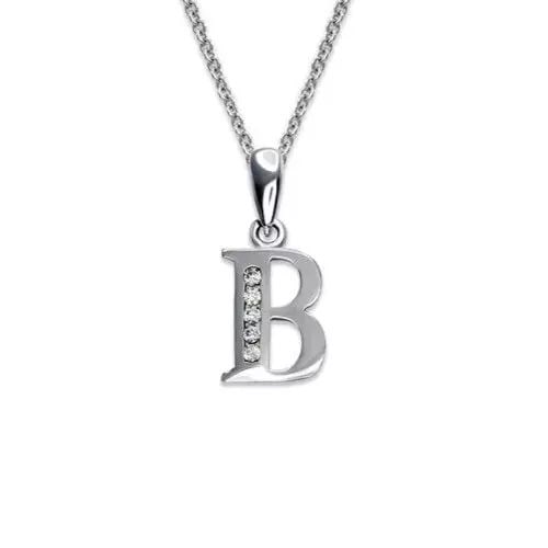 NEW 14K WHITE GOLD INITIAL "B" PENDANT (1 of 2)