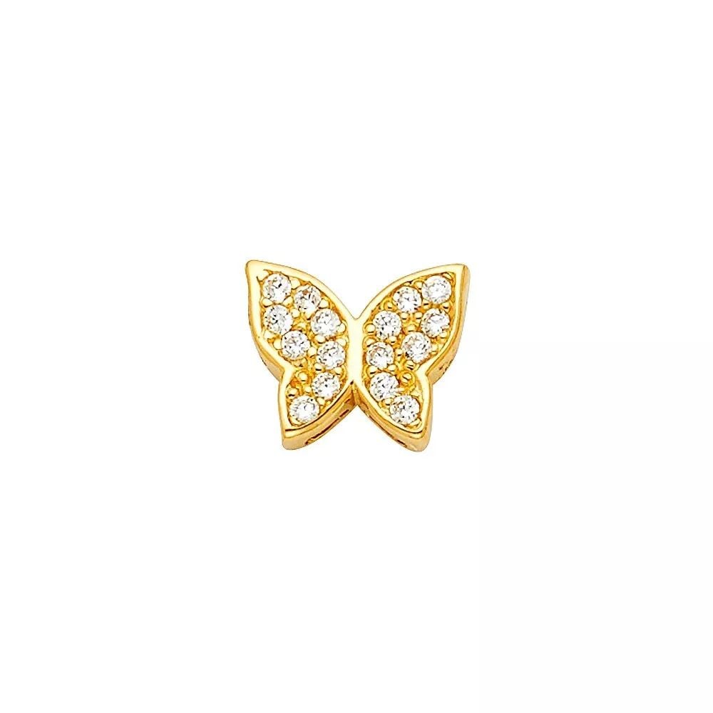 NEW 14K YELLOW GOLD CZ BUTTERFLY PENDANT (1 of 2)