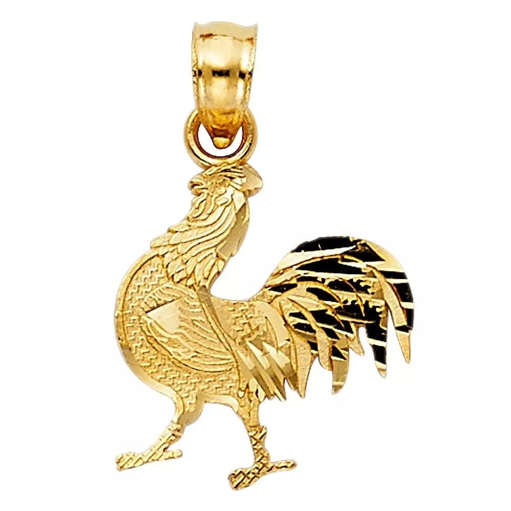NEW 14K YELLOW GOLD ROOSTER PENDANT (1 of 2)