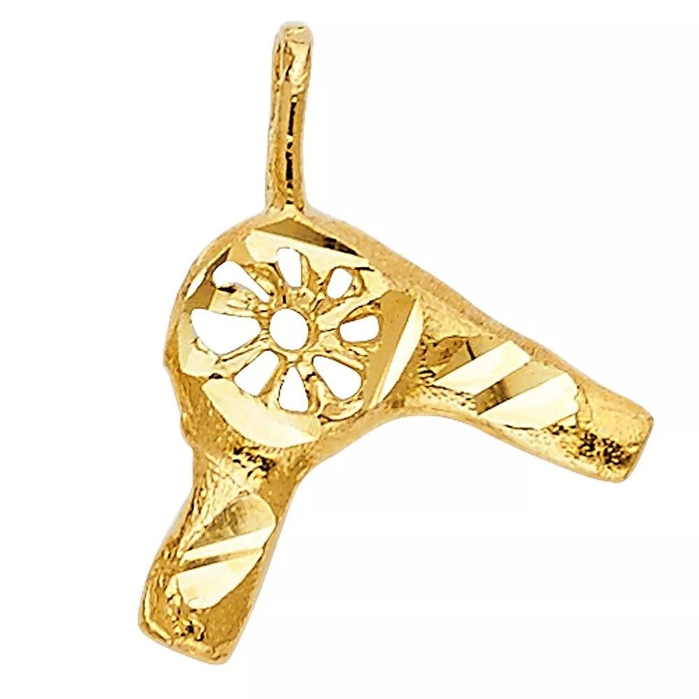 NEW 14K YELLOW GOLD HAIR DRYER PENDANT (1 of 2)