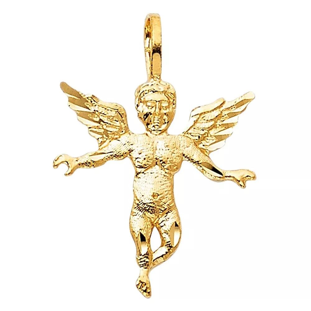 NEW 14K YELLOW GOLD ANGEL PENDANT (1 of 2)