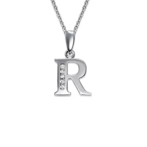 NEW 14K WHITE GOLD WR INITIAL "R" PENDANT (1 of 2)