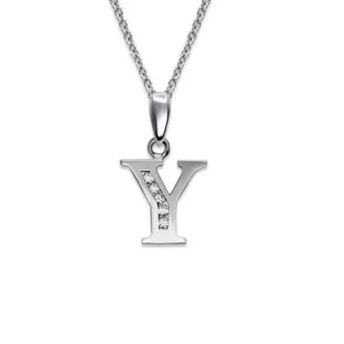 NEW 14K WHITE GOLD WY INITIAL "Y" PENDANT (1 of 2)