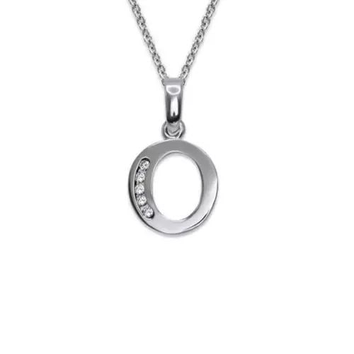 NEW 14K WHITE GOLD WO INITIAL "O" PENDANT: NEW 14K WHITE GOLD WO INITIAL "O" PENDANT 14K White Gold Approx. 10x10mm High Polished/Cubic Zirconia Available in Yellow Gold Items in this Set: Earrings Available as a Set Chains Sold Separately Wei
