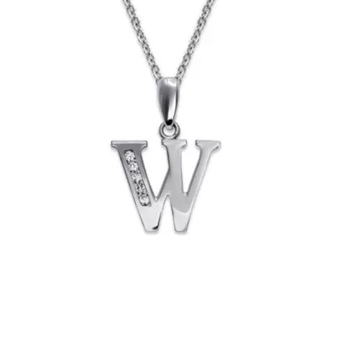 NEW 14K WHITE GOLD WW INITIAL "W" PENDANT: NEW 14K WHITE GOLD WW INITIAL "W" PENDANT 14K White Gold Approx. 12x10mm High Polished/Cubic Zirconia Available in Yellow Gold Items in this Set: Earrings Available as a Set Chains Sold Separately Wei