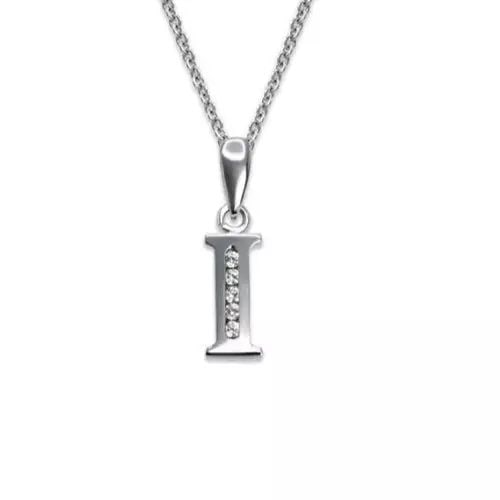 NEW 14K WHITE GOLD WI INITIAL "I" PENDANT: NEW 14K WHITE GOLD WI INITIAL "I" PENDANT 14K White Gold Approx. 4x10mm High Polished/Cubic Zirconia Available in Yellow Gold Items in this Set: Earrings Available as a Set Chains Sold Separately Weig