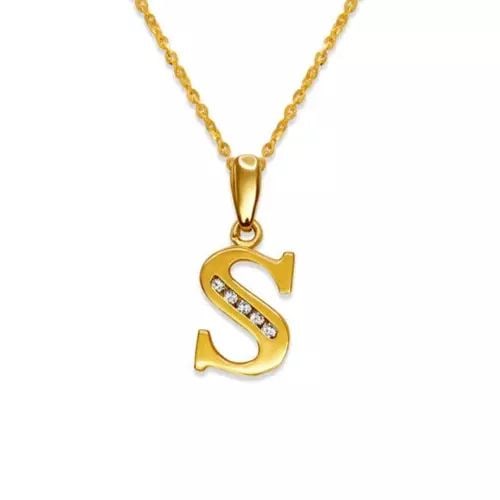NEW 14K YELLOW GOLD INITIAL "S" PENDANT (1 of 2)