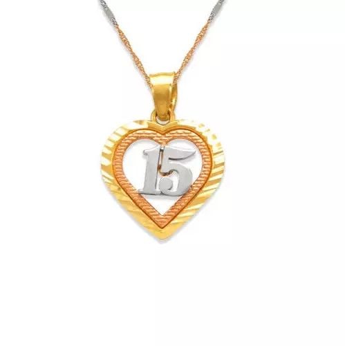 NEW 14K TRICOLOR GOLD ANOS HEART PENDANT: NEW 14K TRICOLOR GOLD ANOS HEART PENDANT 14K Tricolor Gold Approx. 14x14mm High Polished/Diamond Cut Chains Sold Separately Weight: 0.8 Grams