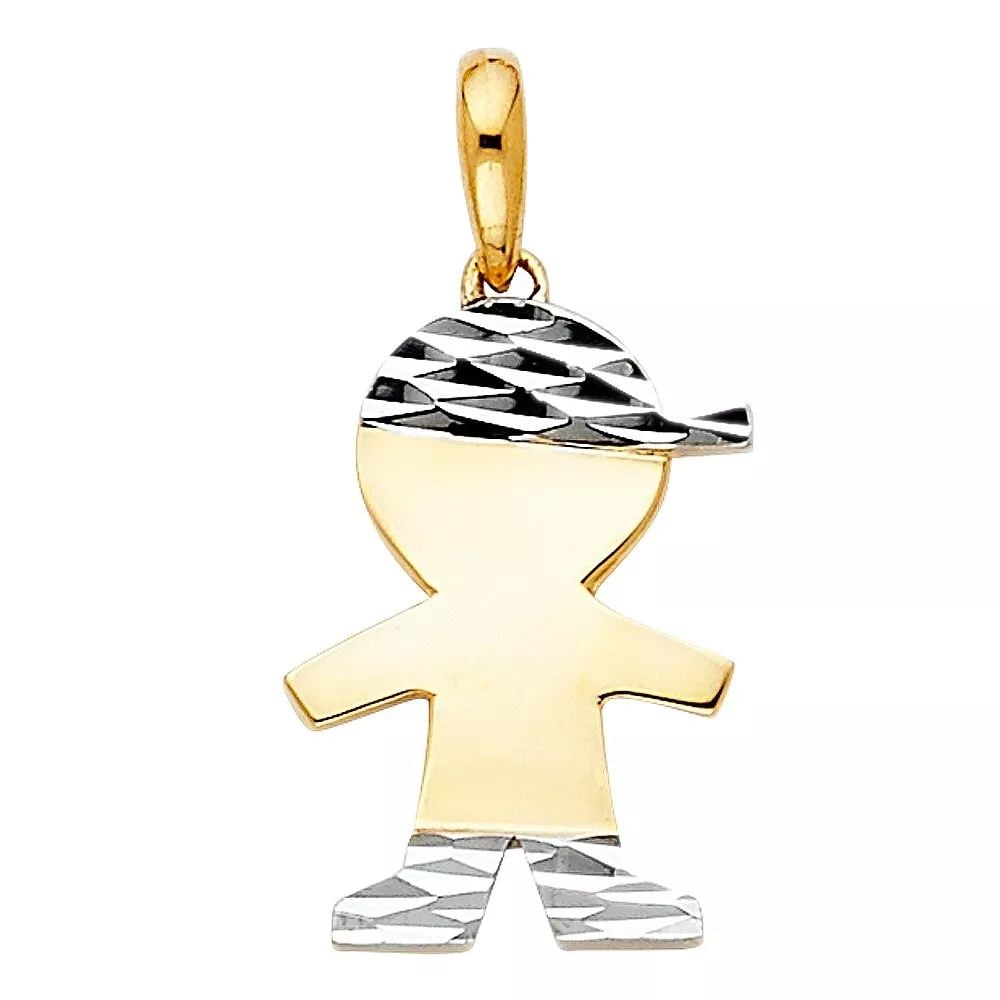 NEW 14K TWO TONE GOLD BOY PENDANT (1 of 2)