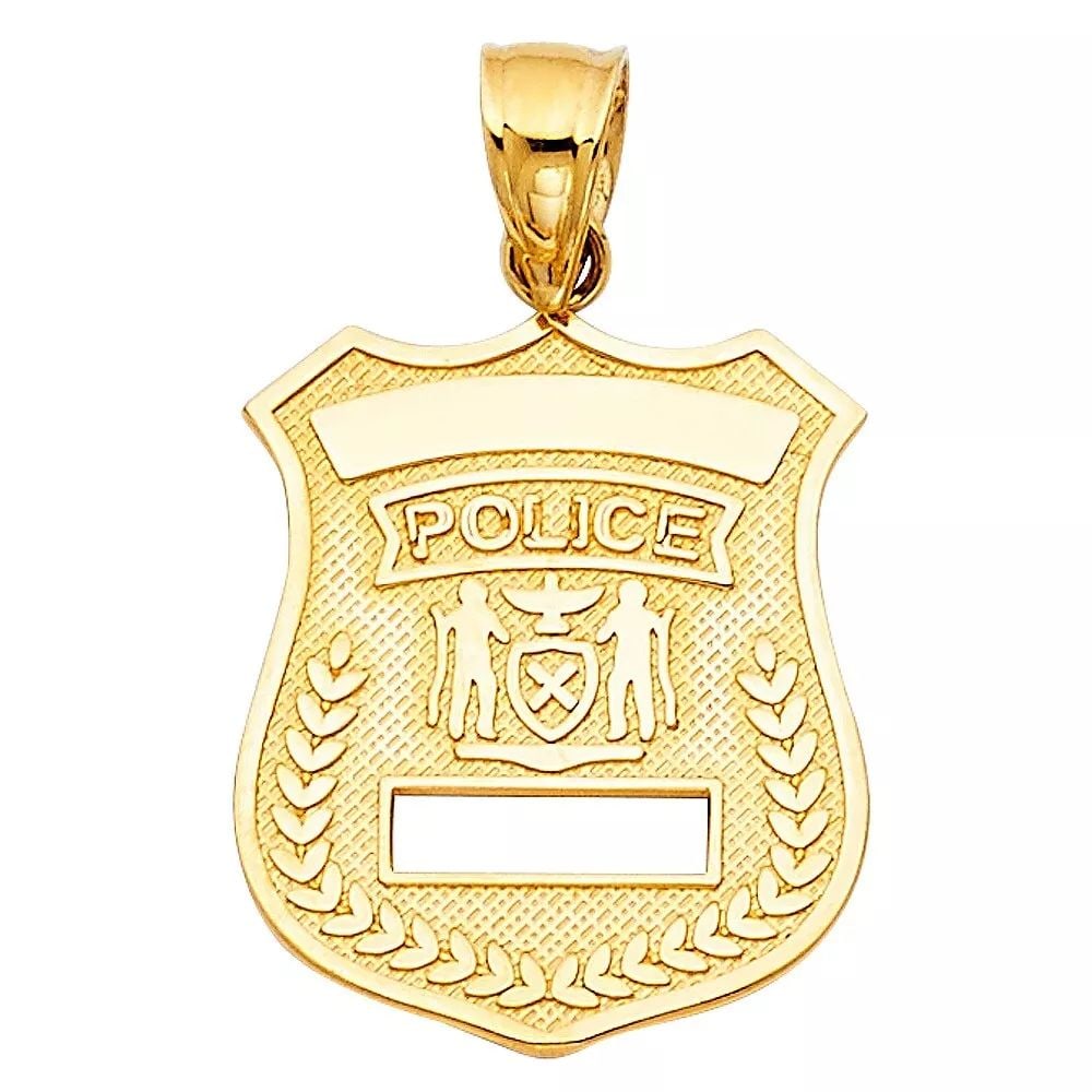 NEW 14K YELLOW GOLD POLICE PENDANT (1 of 2)