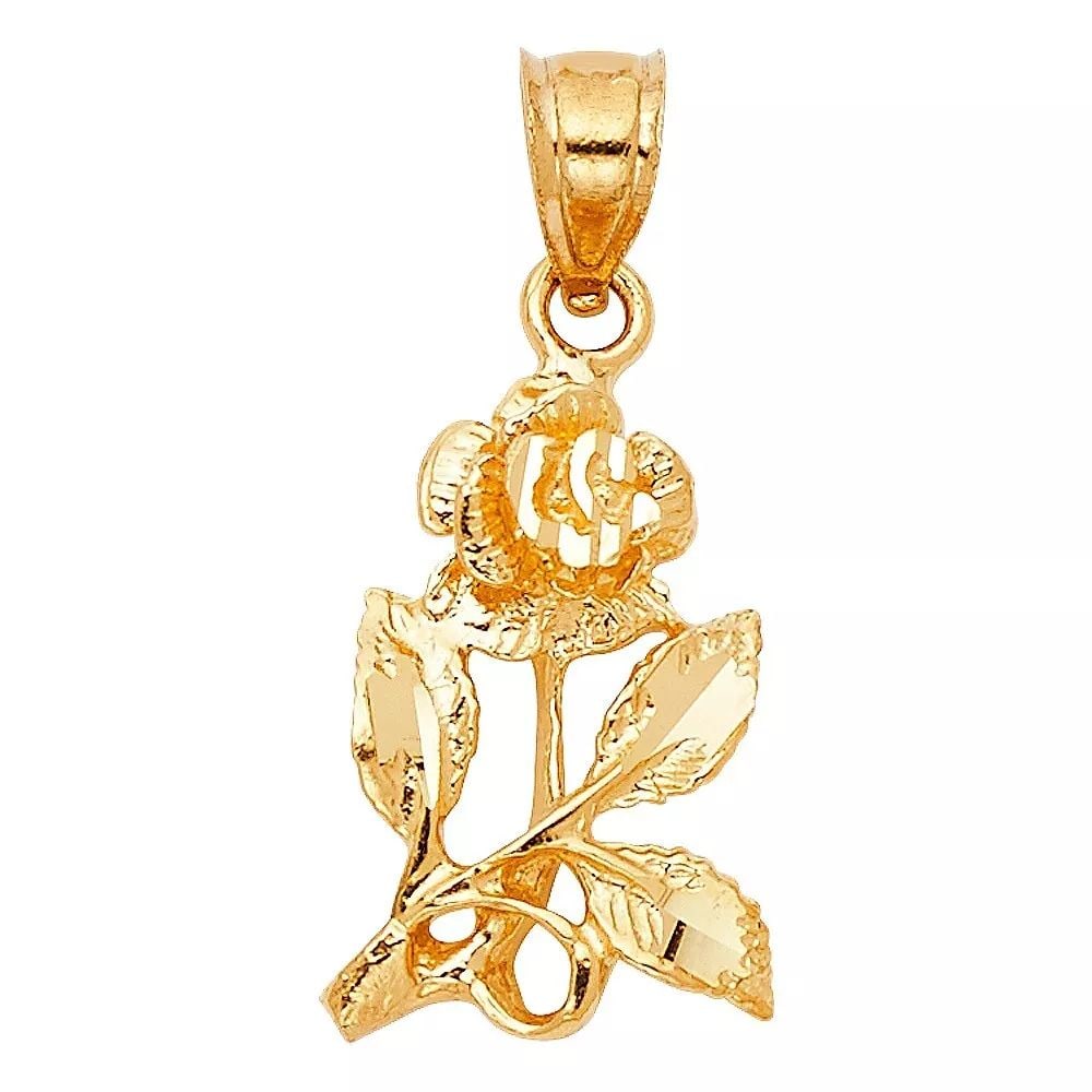 NEW 14K YELLOW GOLD ROSE PENDANT (1 of 2)
