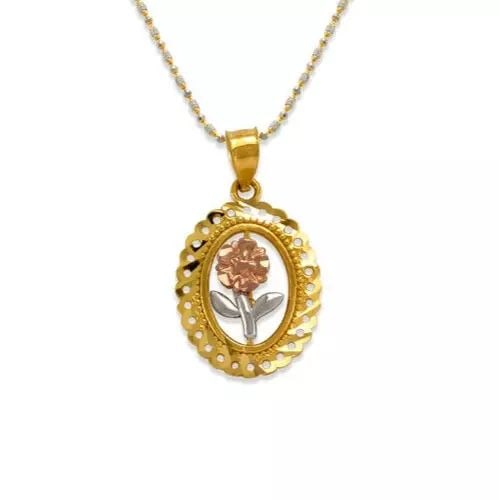 NEW 14K TRICOLOR GOLD ROSE PENDANT (1 of 2)
